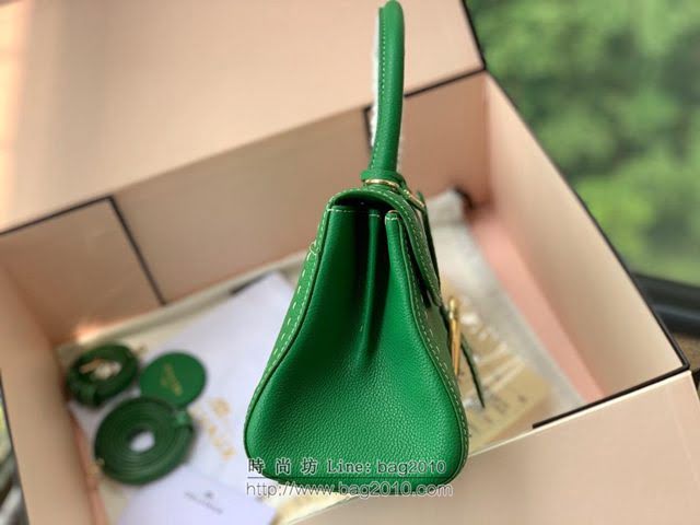 DELVAUX女包 Brillant系列手袋 原廠牛皮 德爾沃女手提包 女手拎包 Delvaux單肩斜挎包 Ds0028手縫草木綠  fcs1375